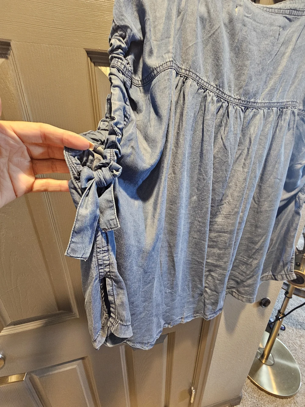 Free People- Washed Blue Denim Button-Front Women’s Top